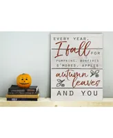 Stupell Industries Every Year I Fall For You Red and Gray Typography Wall Plaque Art, 10" x 15"