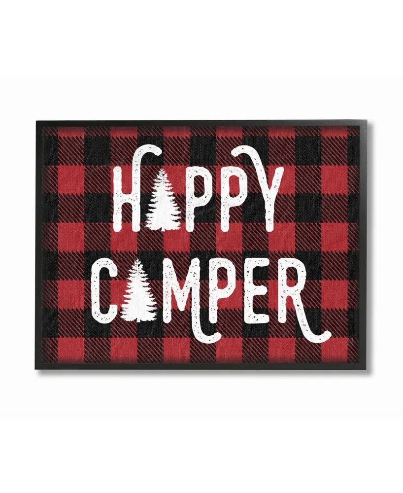 Stupell Industries Happy Camper Red Black Framed Giclee Art, 11" x 14"