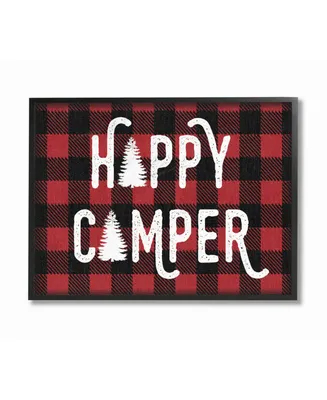 Stupell Industries Happy Camper Red Black Framed Giclee Art, 11" x 14"