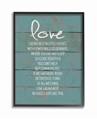Stupell Industries Love Grows Best in Little Houses Distressed Teal Shiplap Framed Giclee Art, 11" x 14"
