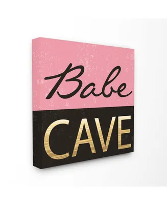 Stupell Industries Babe Cave Pink and Gold Canvas Wall Art