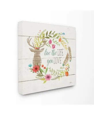 Stupell Industries Rustic Blooms Live the Life You Love Canvas Wall Art, 17" x 17"