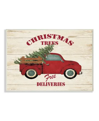 Stupell Industries Merry Christmas Vintage-Inspired Tree Truck Wall Plaque Art, 10" x 15"