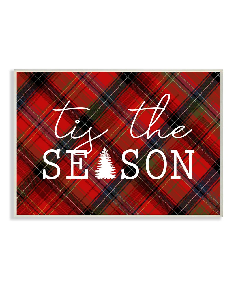 Stupell Industries Tis The Season Plaid Wall Plaque Art, 12.5" x 18.5"