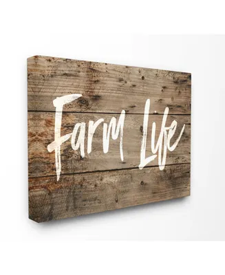 Stupell Industries Farm Life Distressed Plank Wood Look Canvas Wall Art