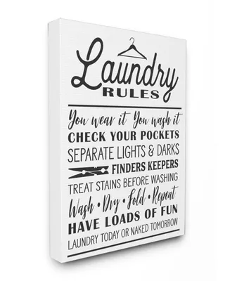 Stupell Industries Laundry Rules with Hanger Typography Canvas Wall Art