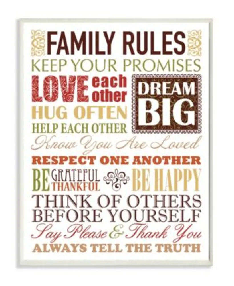Stupell Industries Home Decor Family Rules Autumn Colors Wall Art Collection