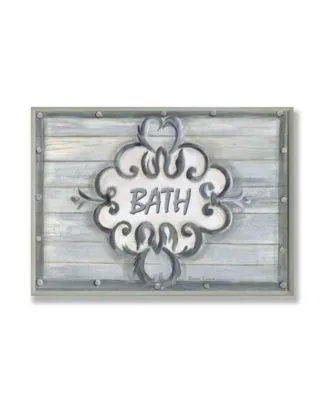 Stupell Industries Bath Gray Bead Board With Scroll Plaque Bathroom Art Collection