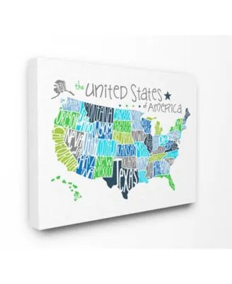 Stupell Industries United States Map Colored Typography Art Collection