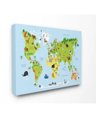Stupell Industries World Map Cartoon and Colorful Canvas Wall Art