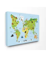 Stupell Industries World Map Cartoon and Colorful Canvas Wall Art, 16" x 20"