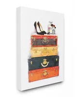 Stupell Industries Luggage Stack Shoes and Makeup Canvas Wall Art, 24" x 30"