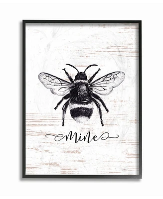Stupell Industries Bee Mine Drawing on Wood Framed Giclee Art, 16" x 20"