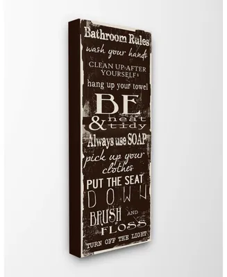Stupell Industries Bathroom Rules Chocolate White Canvas Wall Art, 10" x 24"