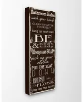 Stupell Industries Bathroom Rules Chocolate White Canvas Wall Art, 10" x 24"