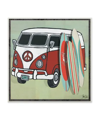 Stupell Industries Peace Van Surfing Wall Plaque Art, 12" x 12"