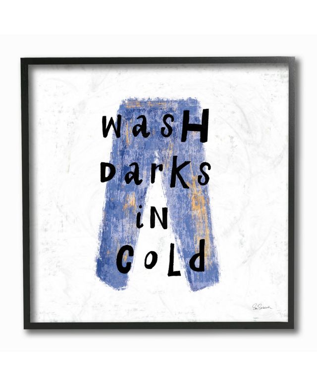 Stupell Industries Wash Darks in Cold Blue Jeans Framed Giclee Art, 12" x 12"