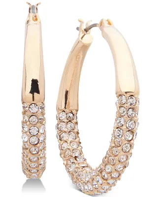 Anne Klein Pave Crystal Tubular Hoop Earrings
