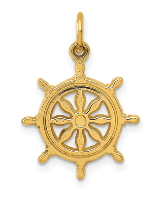 Ship Wheel Charm in 14k Yellow Gold