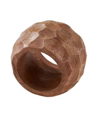 Saro Lifestyle Mango Wood Napkin Ring with Chunky Design, Set of 4