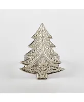 Saro Lifestyle Christmas Tree Design Christmas Tree Napkin Ring, Set of 4