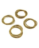 Saro Lifestyle Metallic Bronze Metal Bangled Napkin Ring, Set of 4