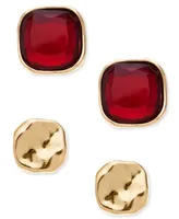 Style & Co 2-Pc. Set Colored Stone Square Stud Earrings, Created for Macy's