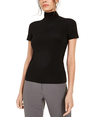 Anne Klein Short-Sleeve Mock-Neck Top