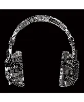 La Pop Art Men's Word Long Sleeve T-Shirt- Headphones - Music Different Languages
