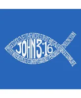 La Pop Art Men's Word Art T-Shirt - John 3:16 Fish Symbol
