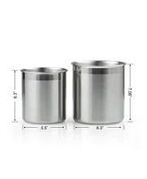 Cook N Home 2PC Stainless Steel Utensil Holder Set, Silver