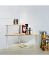 Cook N Home 2 Tier Triangle Corner Storage Shelf Organizer, Bamboo