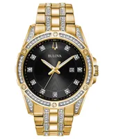 Bulova Men's Gold-Tone Stainless Steel & Crystal Bracelet Watch 42mm