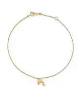 Dolphin Charm Anklet in 14k Yellow Gold