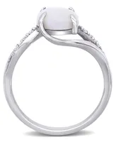 Opal (1-5/8 ct. t.w.) and Diamond (1/10 Oval Twist Ring Sterling Silver