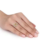 Citrine (1-4/5 ct. t.w.), White Topaz (1/7 t.w.) and Diamond Accent Swirl Ring 18k Yellow Gold Over Sterling Silver