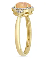 Yellow Opal (3/4 ct. t.w.) and Diamond (1/8 Halo Ring 10k Gold