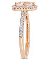 Morganite (7/8 ct. t.w.) and Diamond (1/4 Halo Ring 14k Rose Gold