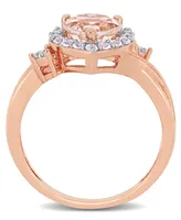 Morganite (1-1/10 ct. t.w.) Lab-Grown White Sapphire (1/3 and Diamond Accent Heart Ring 18k Rose Gold Over Silver