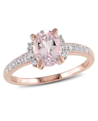 Morganite (1-1/7 ct. t.w.) and Diamond (1/20 Ring 18k Rose Gold Over Sterling Silver