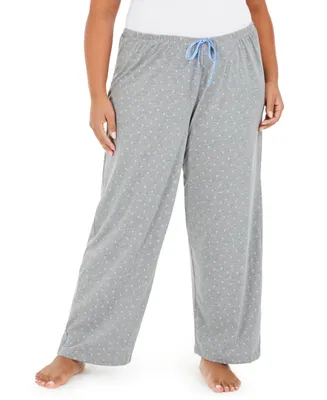 Hue Womens Plus Sleepwell Printed Knit pajama pant made with Temperature Regulating Technology
