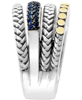 Effy Sapphire Multi-Row Stack Look Statement Ring (1/3 ct. t.w.) in Sterling Silver & 18k Gold