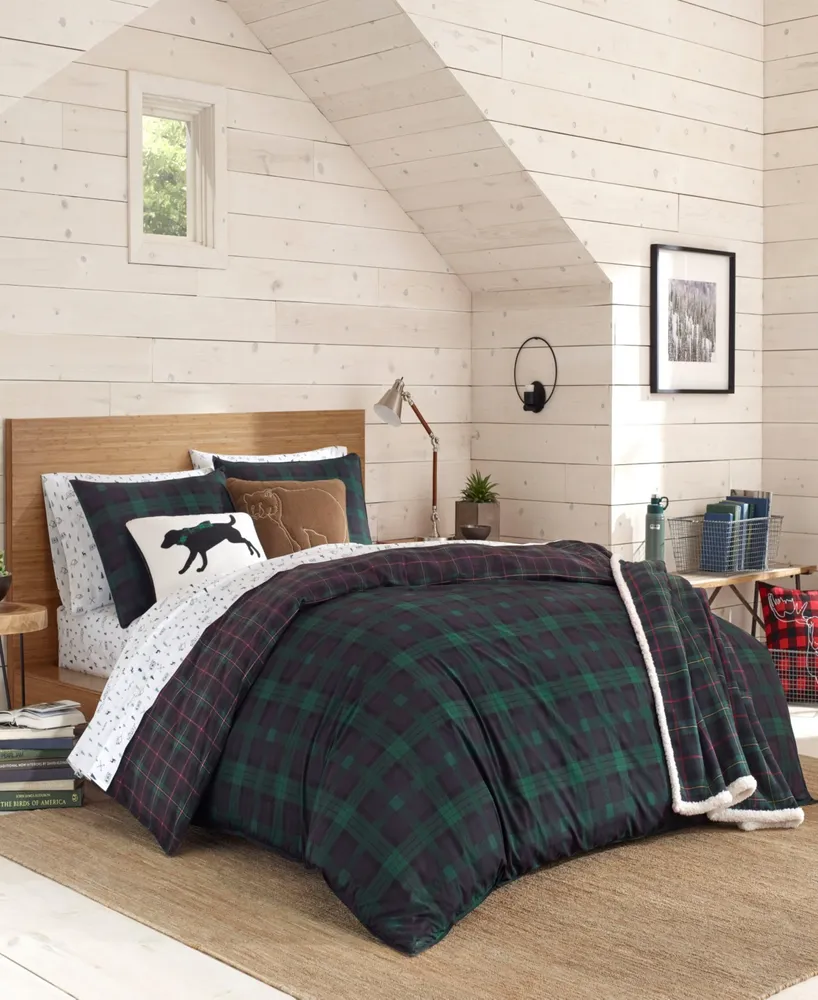 Eddie Bauer Woodland Tartan Green Duvet Cover Set