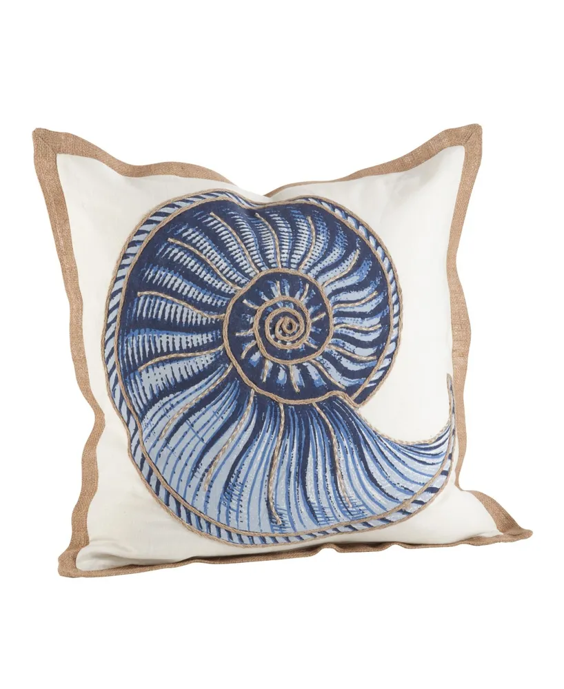 Saro Lifestyle Nautilus Spiral Shell Decorative Pillow, 20" x 20"