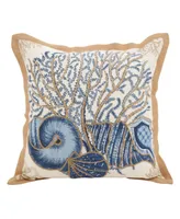 Saro Lifestyle Seashells Decorative Pillow, 20" x 20"