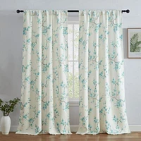 Hlc.Me Jasmine Floral Patterned Window Rod Pocket Short Curtains For Bedroom Light Blocking Darkening Window Panels Set Of 2