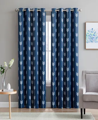 Hlc.me Arrow Printed Privacy Blackout Energy Efficient Room Darkening Thermal Grommet Window Curtain Drape Panels for Bedroom