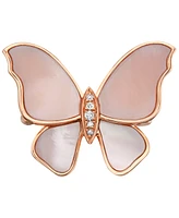 Effy Mother-of-Pearl & Diamond Accent Butterfly Ring in 14k Rose Gold