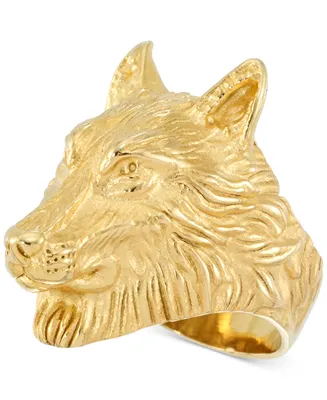 Legacy for Men by Simone I. Smith Men's Wolf Ring Yellow Ion-Plated Stainless Steel