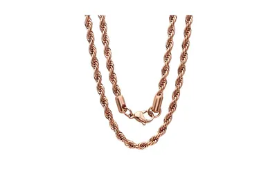Steeltime Men's 18k Rose gold Plated Stainless Steel Rope Chain 30" Necklace
